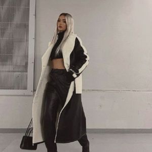 Misguided Faux leather & white fur jacket